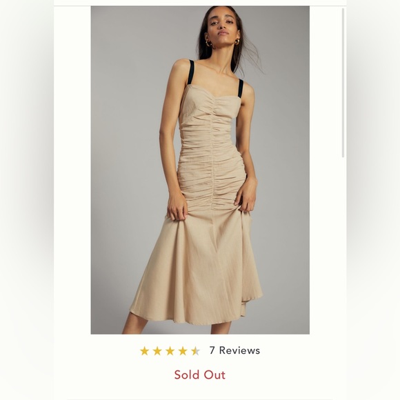 NWT Summer Ruched Midi Dress - Anthropologie - Picture 1 of 11